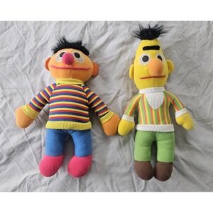 Sesame Street Ernie & Bert Plush Dolls Hasbro 1985 Playskool Vintage